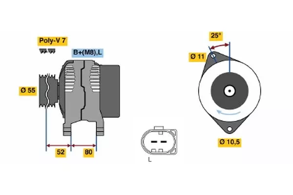 BOSCH Alternatör 12 V 140A 0124525020 1019379. Görsel