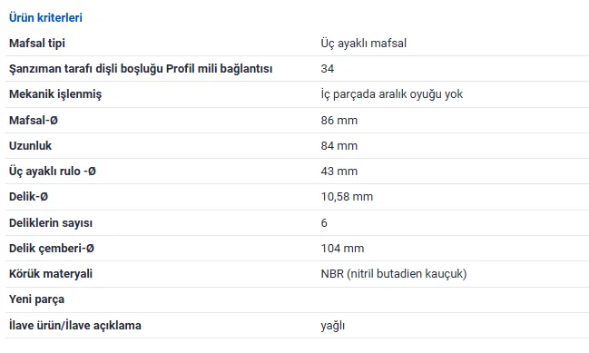 GKN Aks Kafası İç 305017-4E0498103 1148824. Görsel