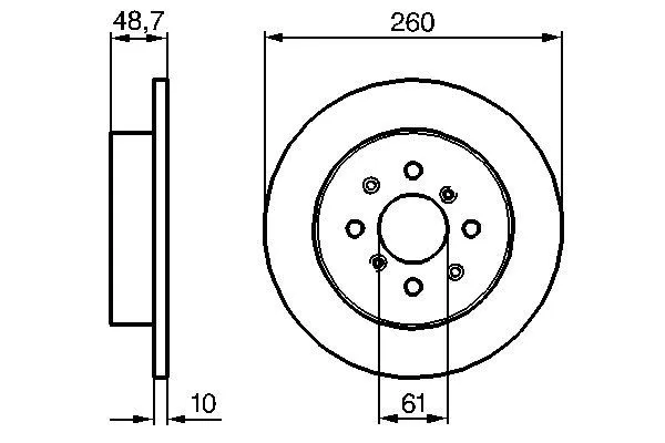 BOSCH Arka Fren Diski Düz 260.4mm Adet 0986479014 1148970. Görsel