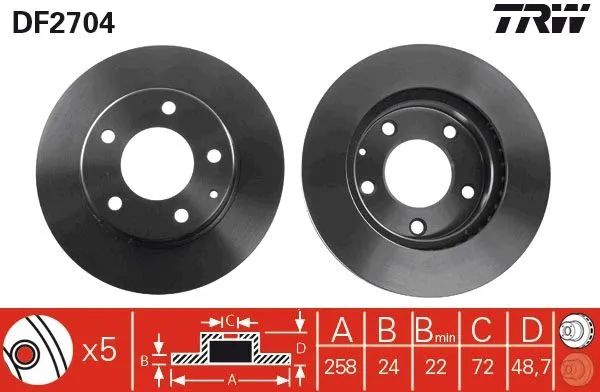 TRW Ön Fren Diski Havalı 258mm Takım